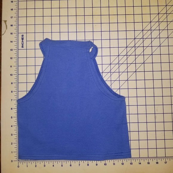 Vtg 90s JC Penney Womens Crop Halter Sleeveless Blue Knit Tank Top Size Large - Picture 5 of 5